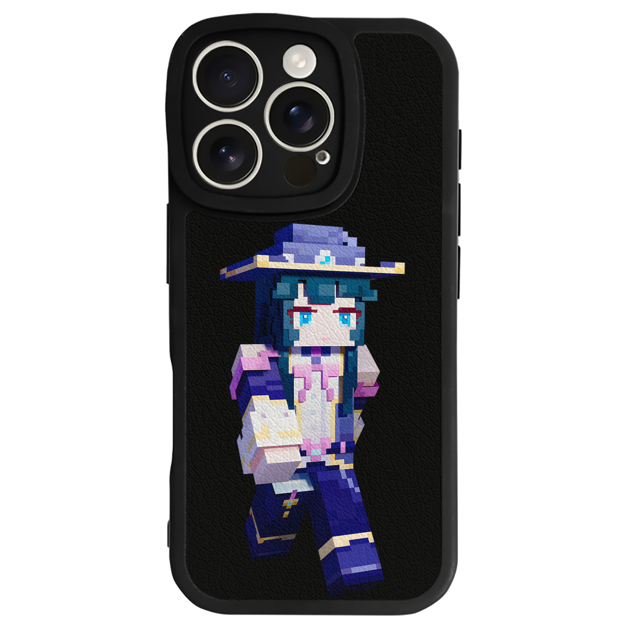 （画像用） マインクラフト ブロックの世界 Minecraft MC Block world 【iPhone 16シリーズ対応】シリコンスマホケース（レザー調） 材質：シリコン